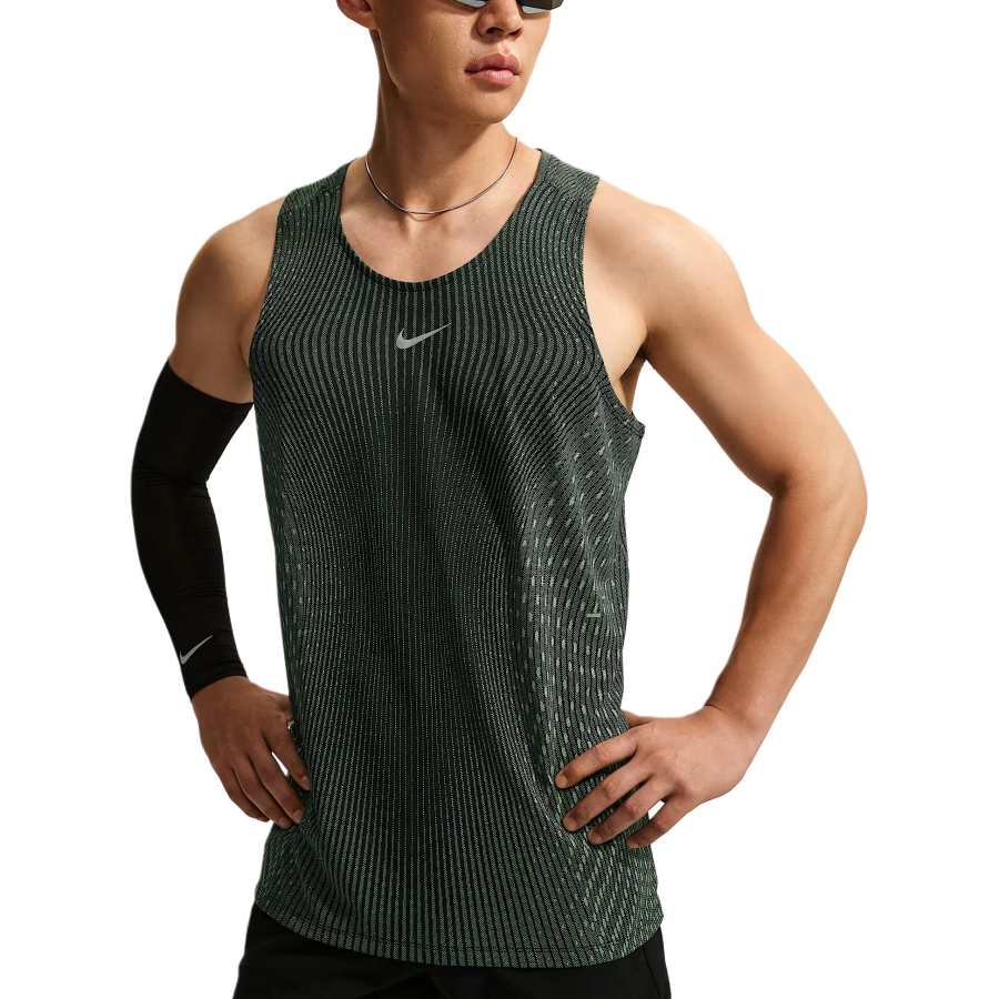 Nike Nike Running Tank Tops Men's Dark Green Crew Neck Straight Fit