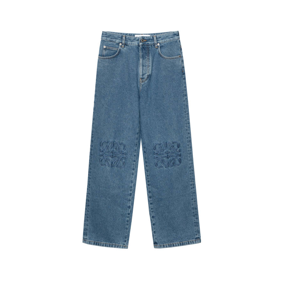 LOEWE Anagram Jeans Men's Blue Moderate Straight Fit Pants