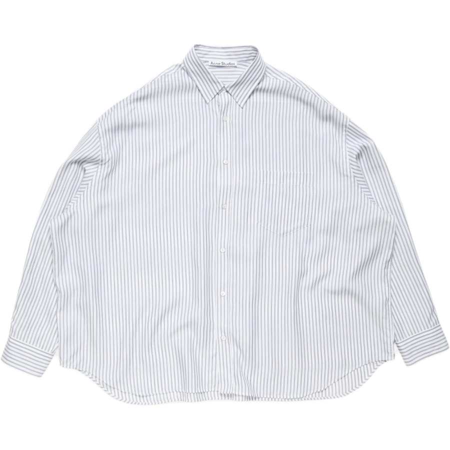 Acne Studios Acne Studios Shirts Men's White/Marine Blue Lapel Moderate
