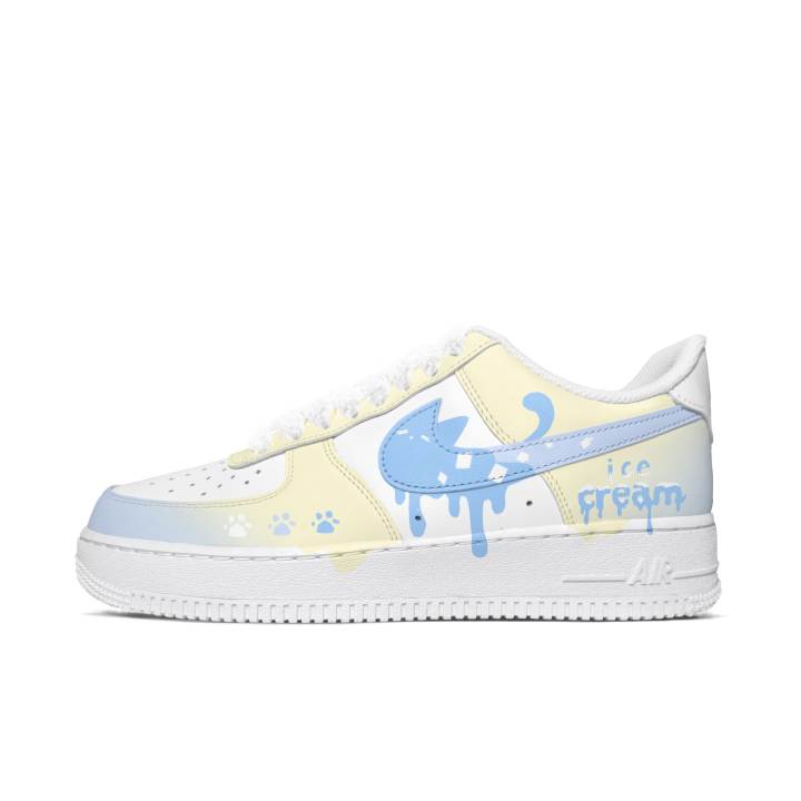 Nike Nike Air Force 1 Skateboard Shoes Men's Low Top Yellow/Blue