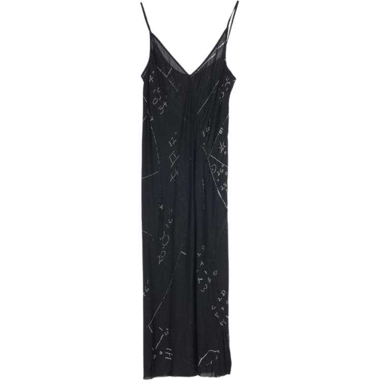 RICK OWENS Slip Dresses Women's Black Moderate Long Skirt