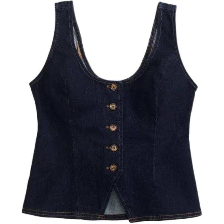 Abercrombie&Fitch Tank Tops Women's Navy Blue Nipped In Waist