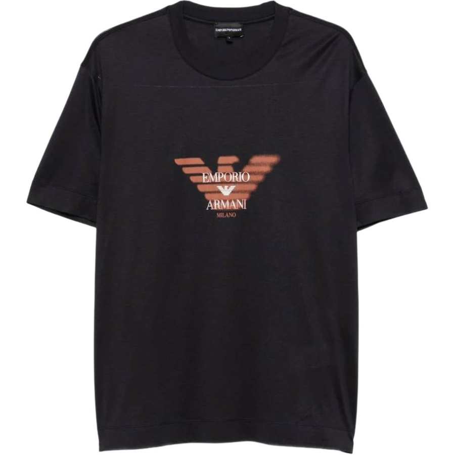 EMPORIO ARMANI T Shirts Men's Black Crew Neck Moderate Straight Fit
