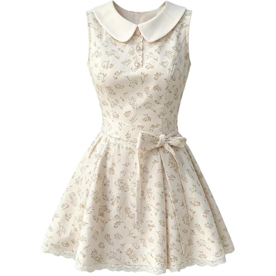 CHARM GLOW Sleeveless Dresses Women's Image Color Peter Pan Collar Moderate Short Skirt A Line Skirt