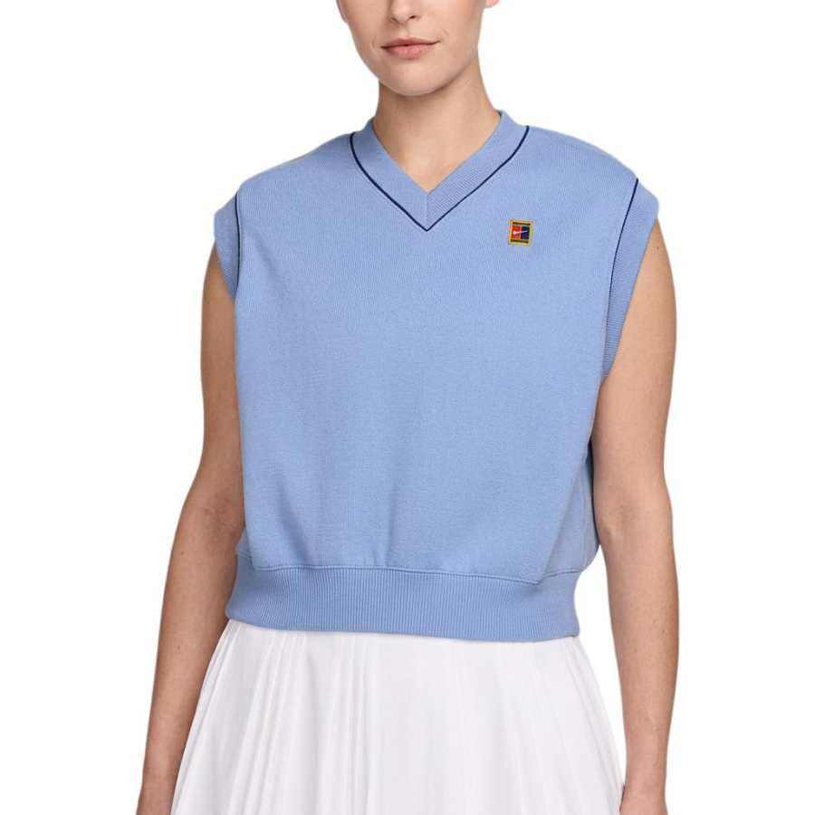 Nike Nike Court Tennis Tops Women's Light Ice Blue V Neck Moderate