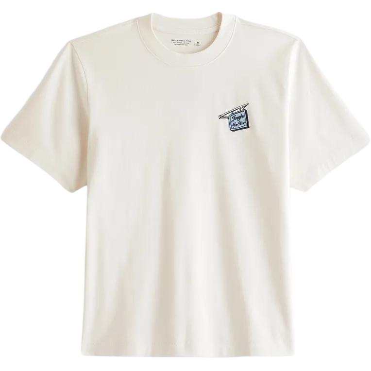 Abercrombie&Fitch T Shirts Men's Cream Crew Neck