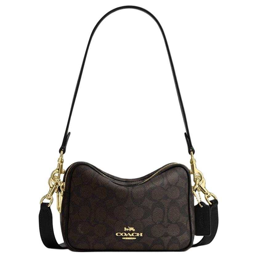 COACH Artificial Leather Toast Bag Camera Bag Shoulder Bag Mini Women's Walnut Brown & Black