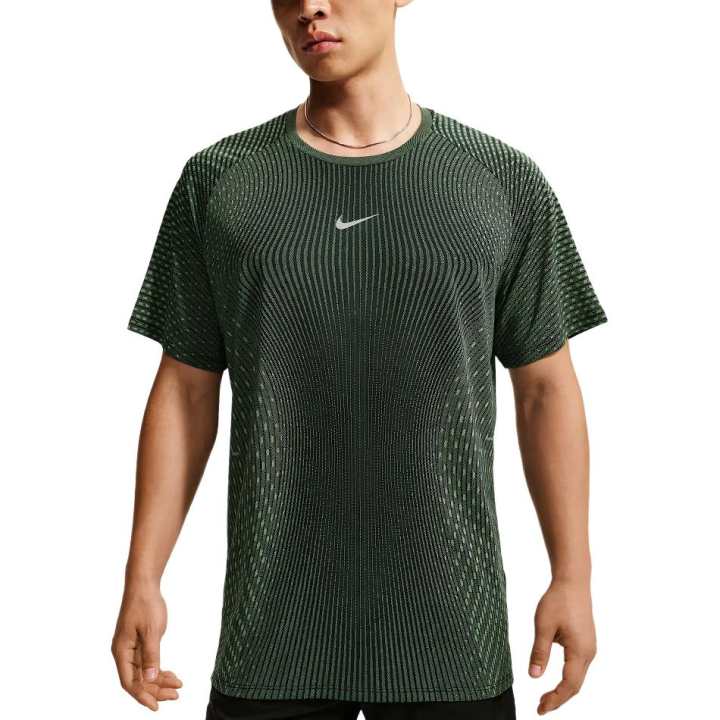 Nike Nike Running T Shirts Men's Black/Light Green Crew Neck Moderate