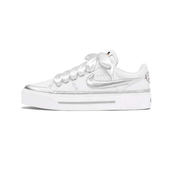 Nike Nike Court Legacy Skateboard Shoes Women's Low Top White Silver Color Block Patchwork