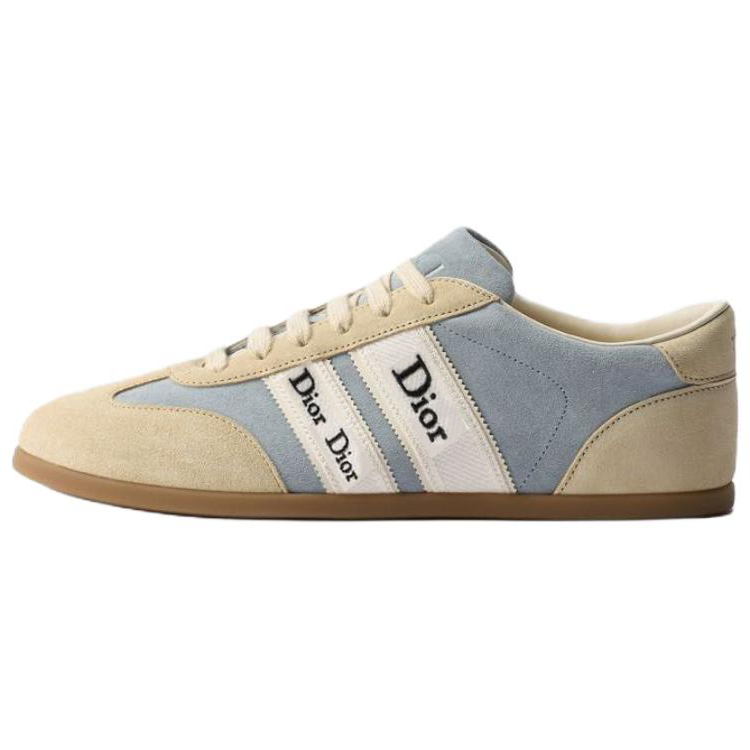 DIOR Skateboard Shoes Women's Low Top Sky Blue Spelled Beige
