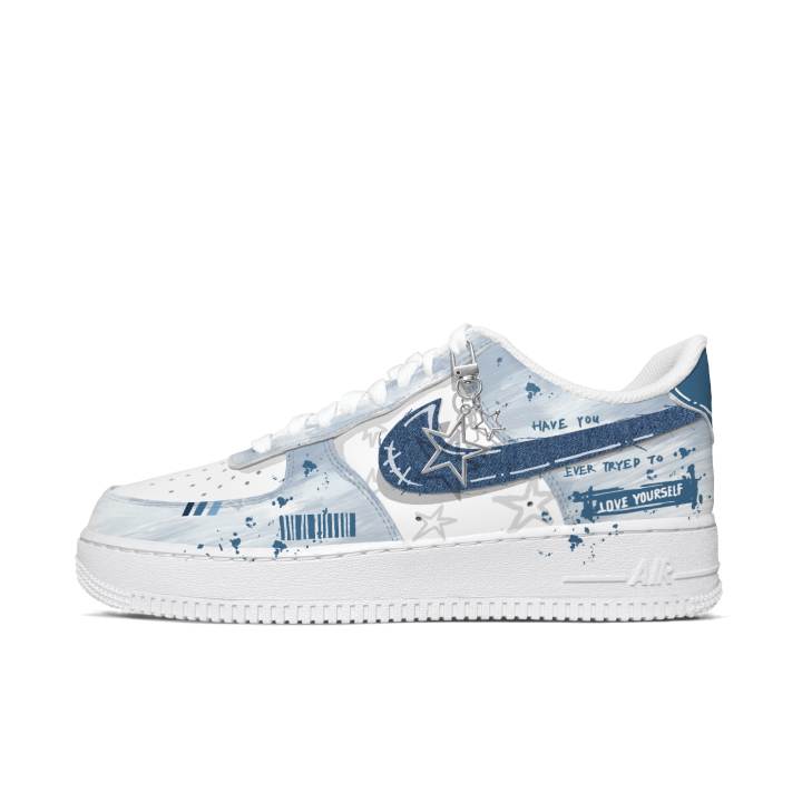 Nike Nike Air Force 1 Skateboard Shoes Men's Low Top Blue/Gray