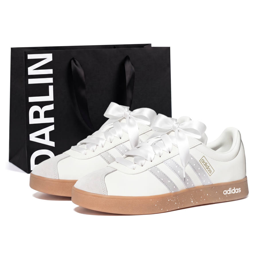 Adidas Adidas VL COURT 2.0 Skateboard Shoes Unisex Low Top Beige/Silver/White