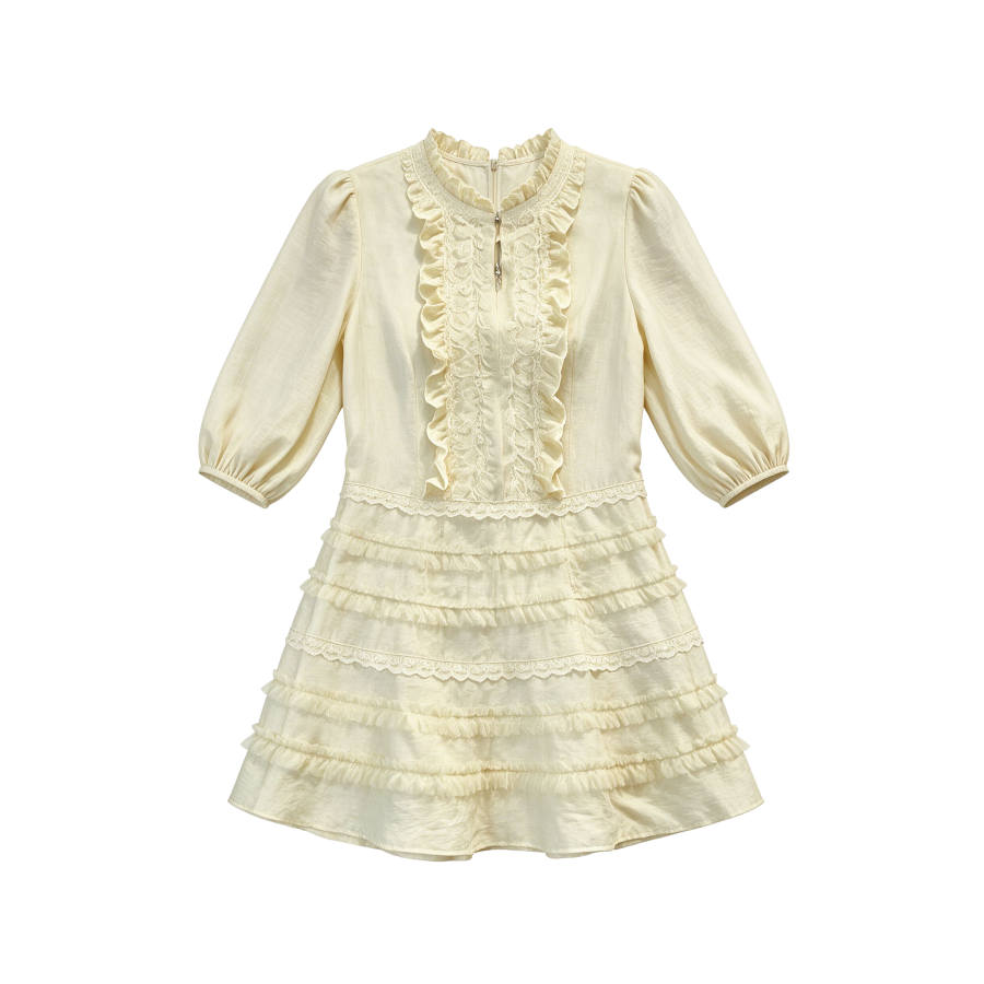 CPAURA Long Sleeved Dresses Women's Moderate Short Skirt A Line Skirt
