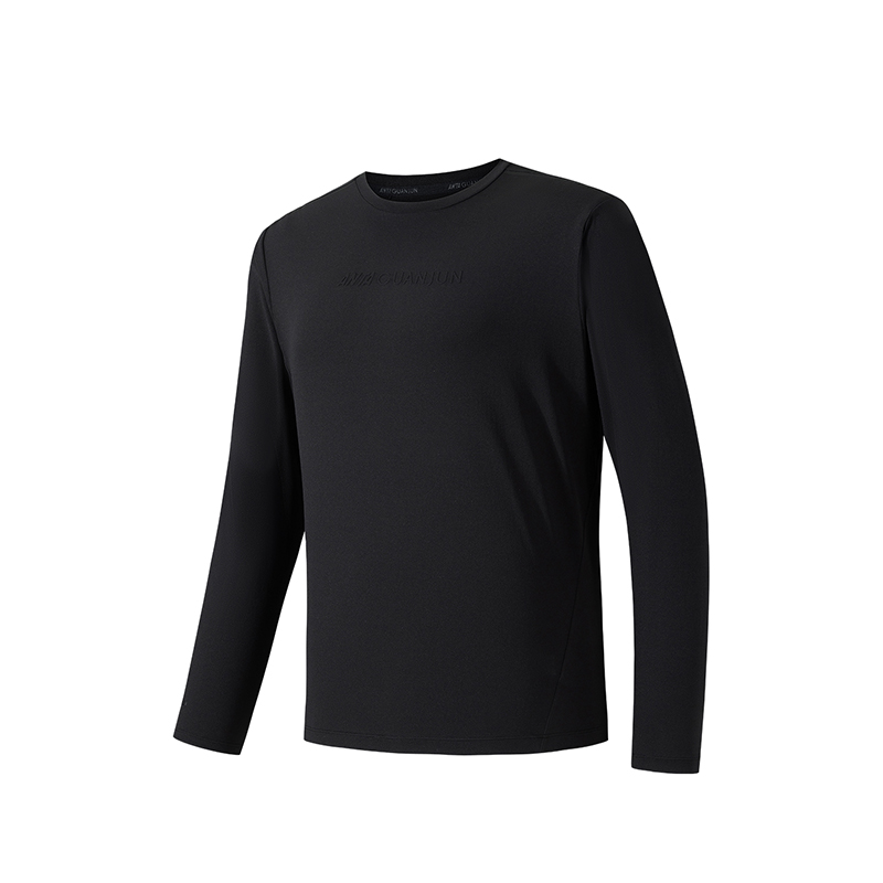 ANTA T Shirts Men's Black Crew Neck Moderate Straight Fit