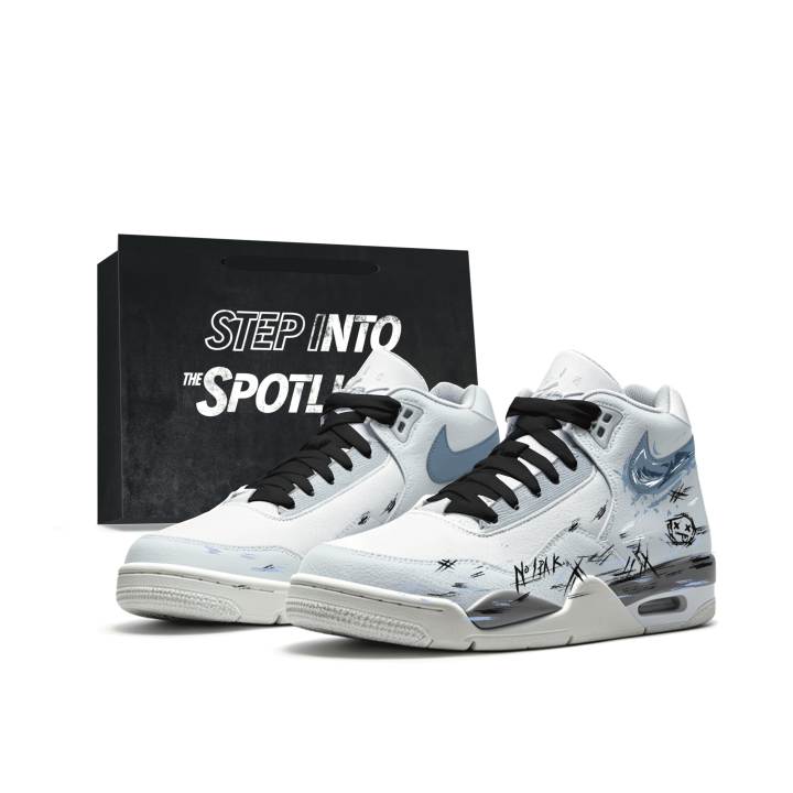 Nike Nike Flight Legacy Basketball Shoes Unisex Mid Top Black White Blue