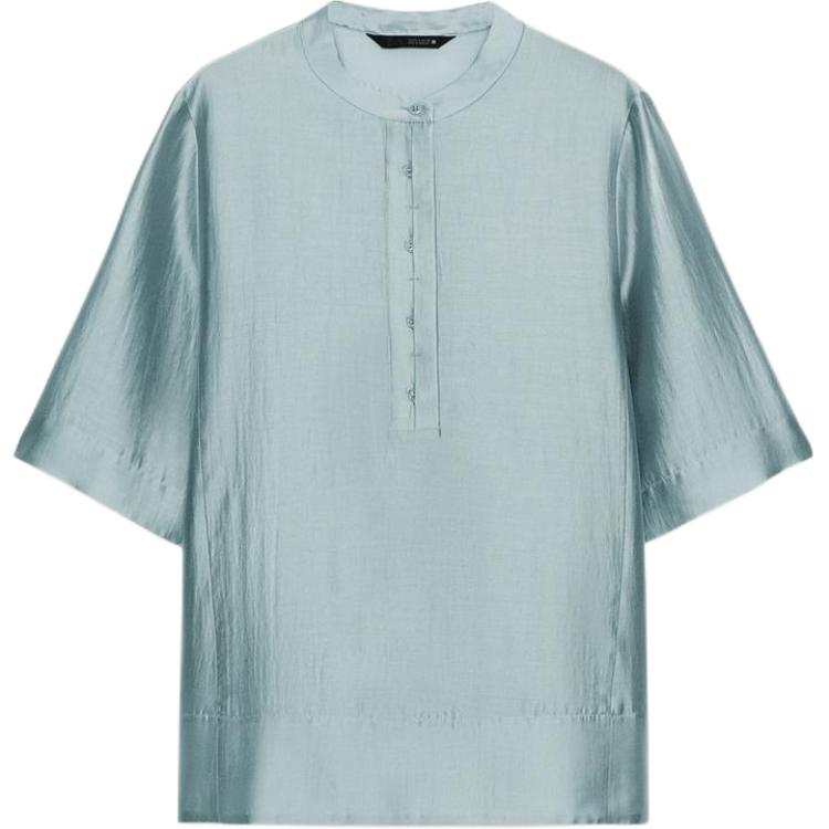 ZARA ZW Shirts Women's Blue Gray Crew Neck