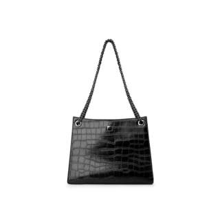 INJOYLIFE Genuine Cow Leather Shoulder Bag, Crossbody Bag Medium Women's Black