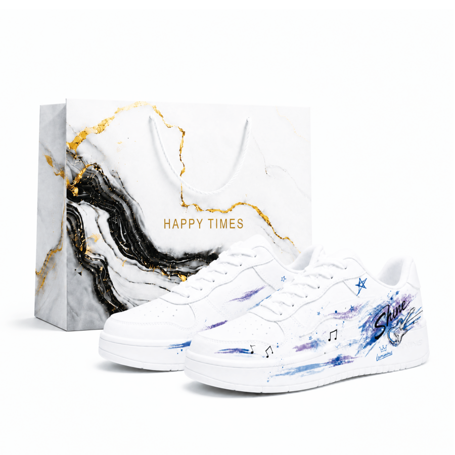 Li-Ning Li Ning Floating Boat Skateboard Shoes Men's Low Top White Blue Purple