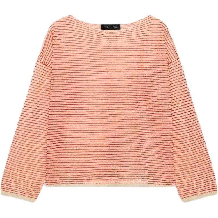 ZARA Knitwear Women's Nude/Red Crew Neck Moderate