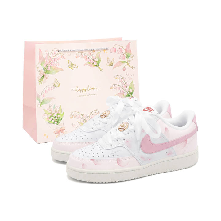 Nike Nike Court Vision Low Skateboard Shoes Women's Low Top Cherry Blossom Pink