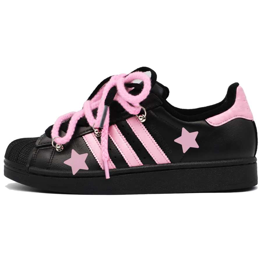 Adidas Originals Superstar 2 Skateboard Shoes Unisex Low Top Black Pink