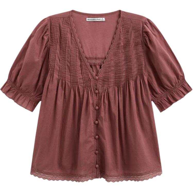 Abercrombie&Fitch Shirts Women's Dark Red V Neck