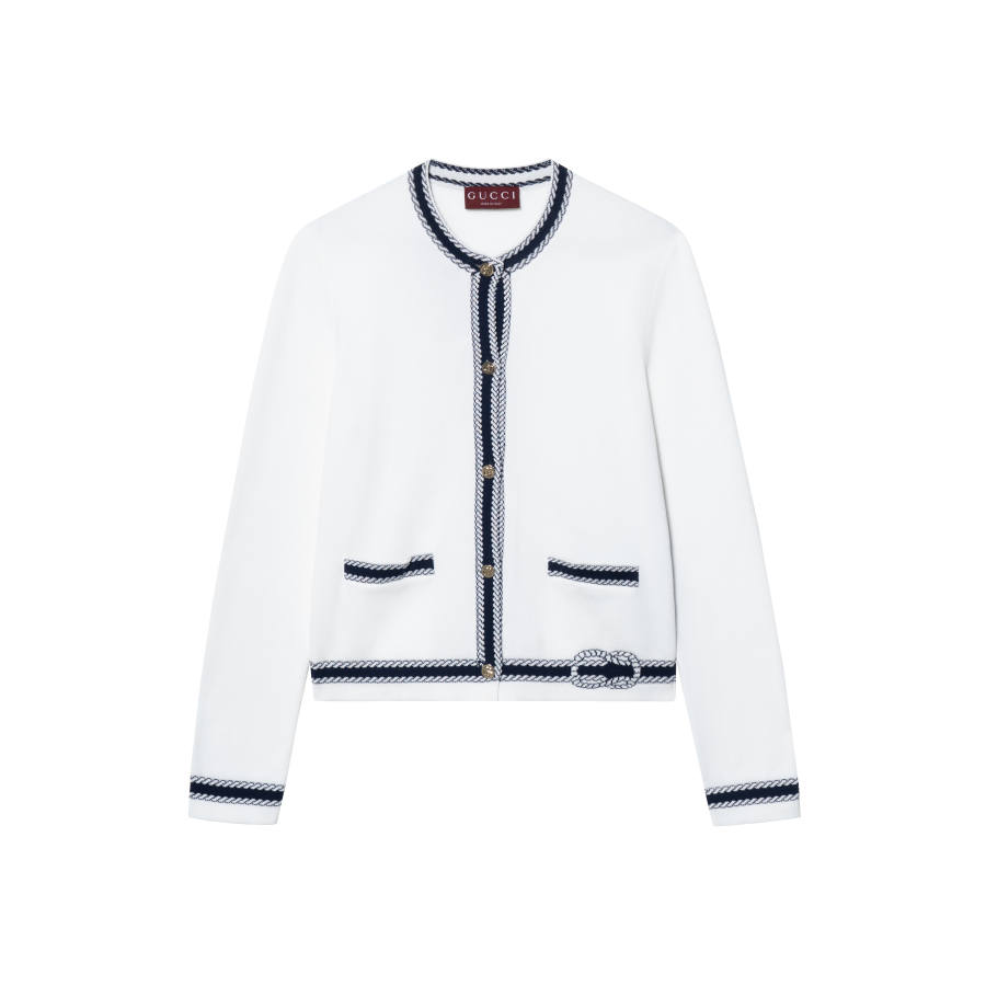 GUCCI Cotton Stitch Cardigan With Intarsia