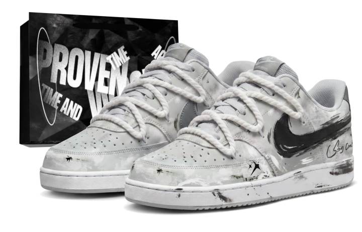Nike Nike Court Vision Skateboard Shoes Men's Low Top White Gray
