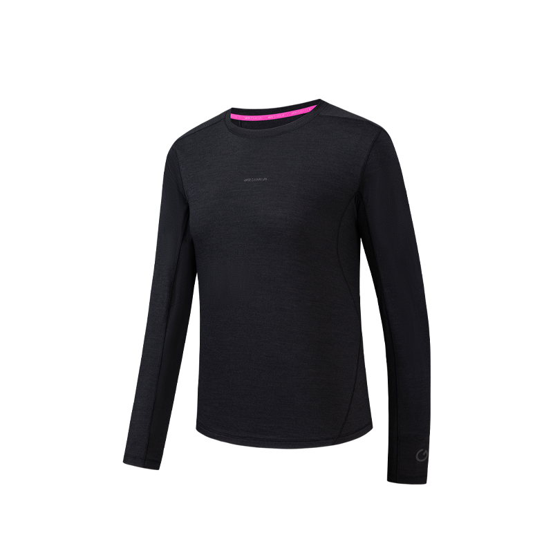 ANTA Quick Dry T Shirts Women's Black Crew Neck Moderate Straight Fit