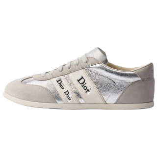 DIOR Skateboard Shoes Women's Low Top Silver