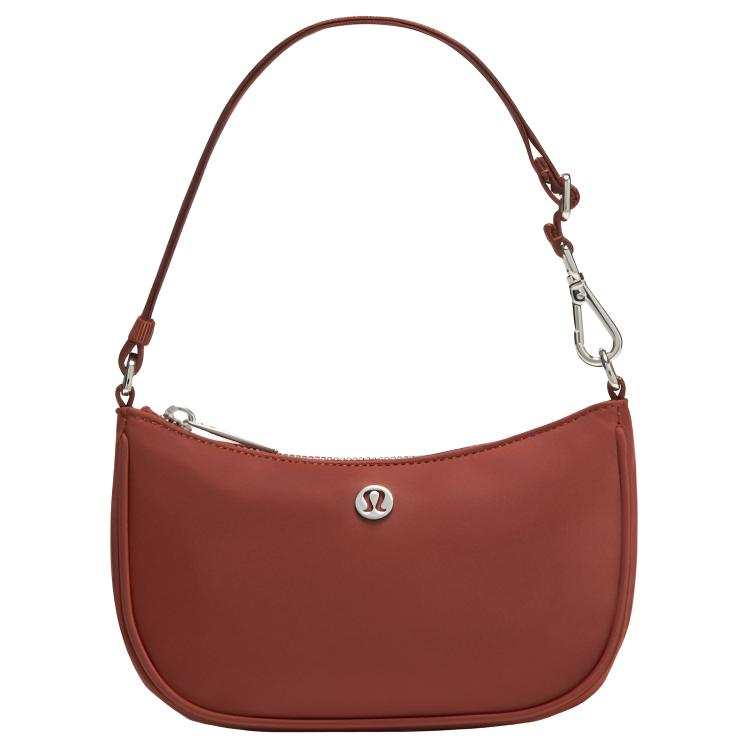 Lululemon City Essentials Water Repellent Fabric Shoulder Bag Mini Women's Cranberry Glamor Red & Silver