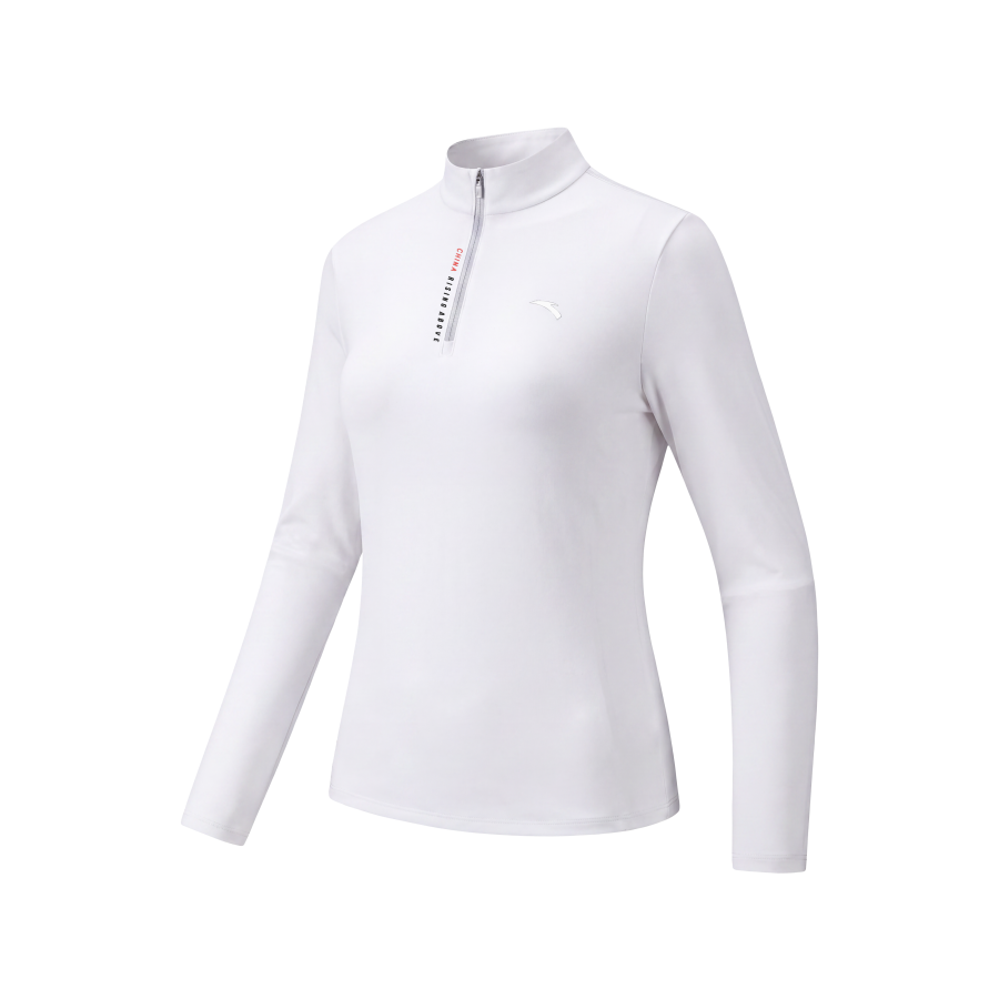 ANTA T Shirts Women's Snowflake White Stand Collar Thin