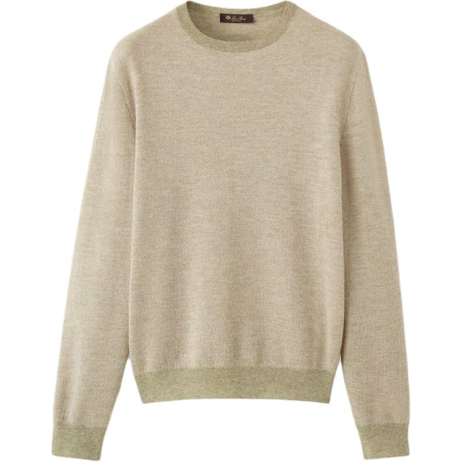 Loro Piana Cashmere Sweaters Men's Beige Crew Neck Moderate