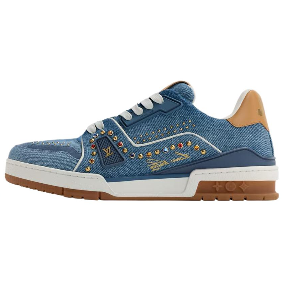 LOUIS VUITTON Trainer Canvas Shoes Men's Low Top Blue