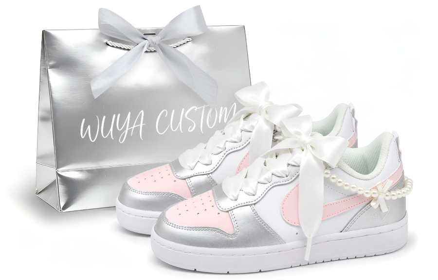 Nike Nike Court Borough Skateboard Shoes Unisex Low Top Silver/Pink