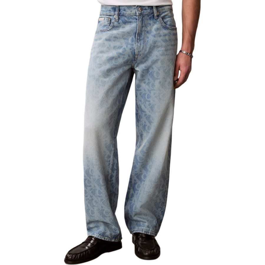 Calvin Klein Straight Fit Version Jeans Men's 1WX Denim Light Blue Moderate Straight Fit Pants
