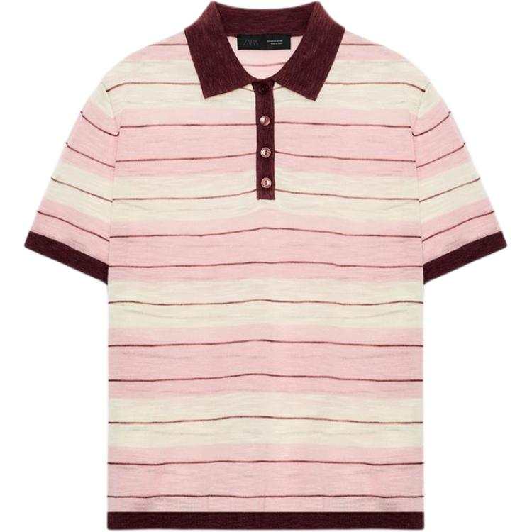 ZARA Polo Shirts Women's Pink/White