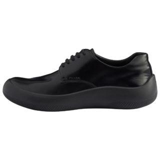 PRADA Casual Leather Shoes Men's Low Top Black