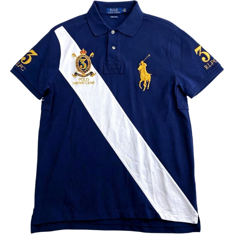 Polo Ralph Lauren Big Pony Polo Shirts Men's Marine Blue Polo Collar Moderate Straight Fit