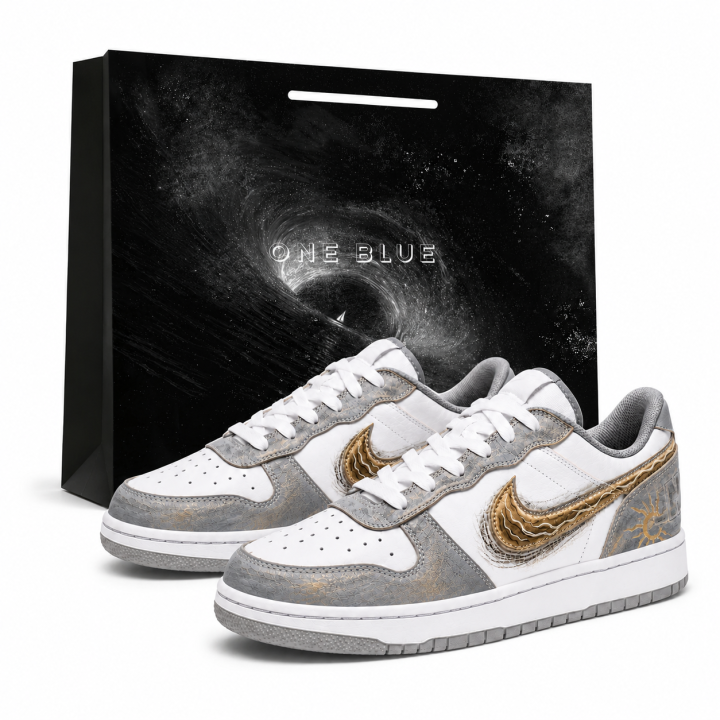 Nike Nike Big Skateboard Shoes Men's Low Top White Gray Gold