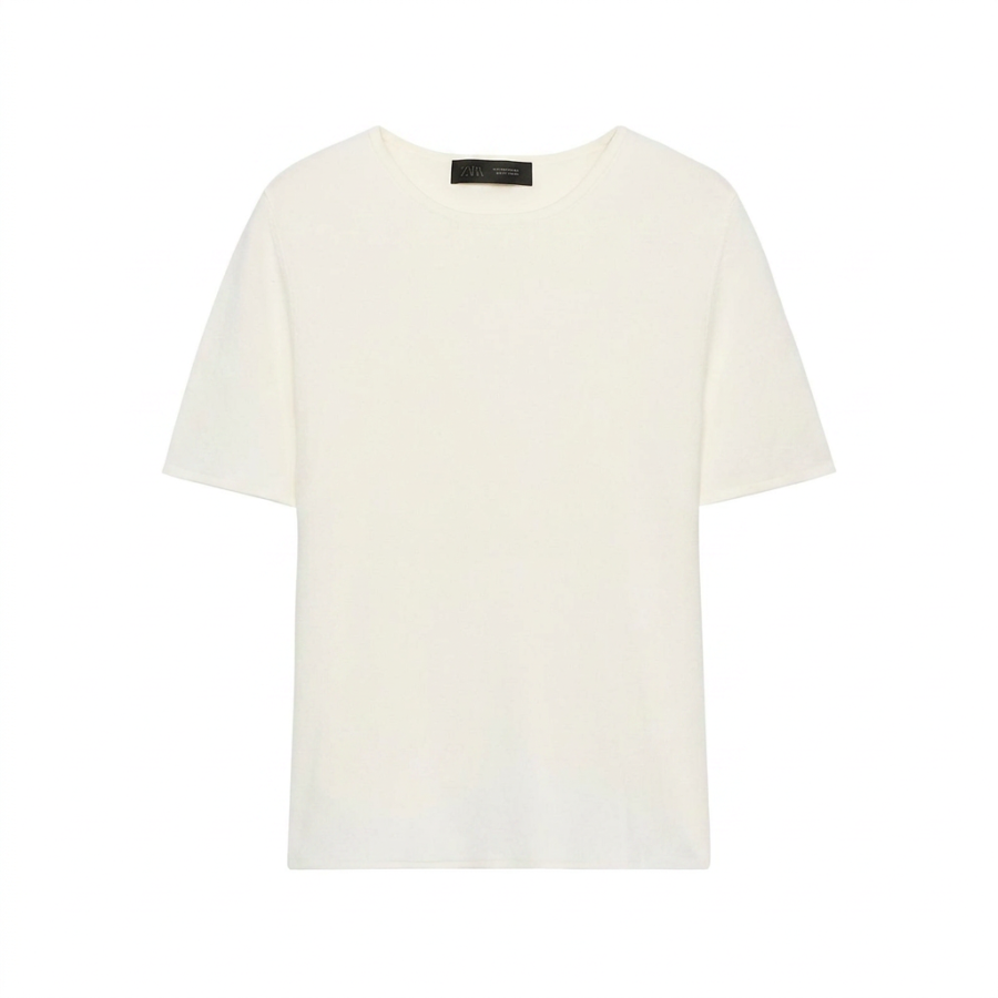 ZARA T Shirts Women's White Crew Neck