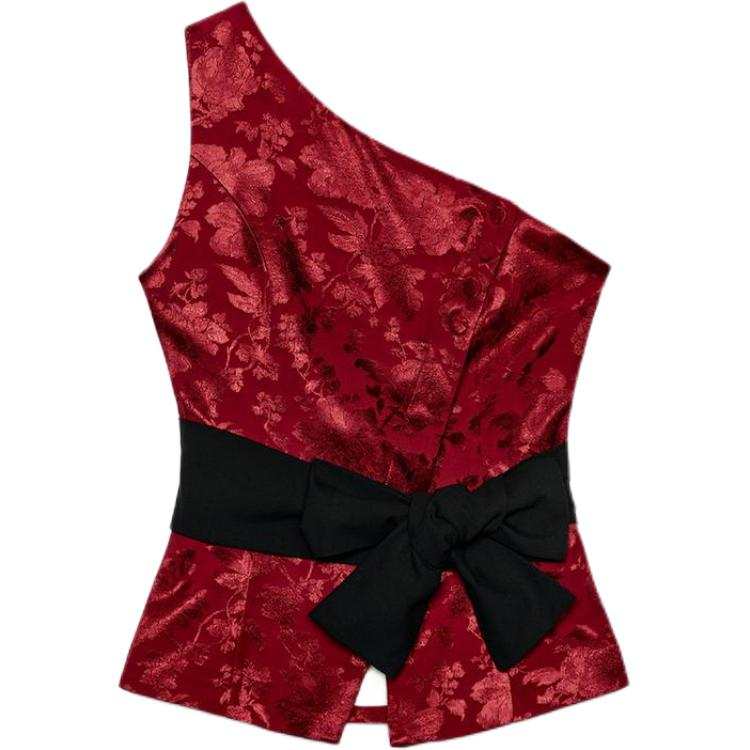 ZARA Tank Tops Women's Dark Red Color