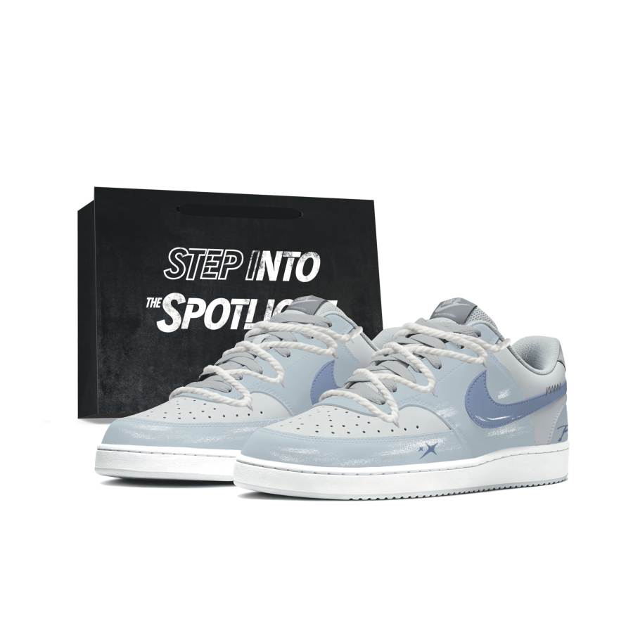 Nike Nike Court Vision Skateboard Shoes Unisex Low Top Soft Mist Blue/Concrete Gray