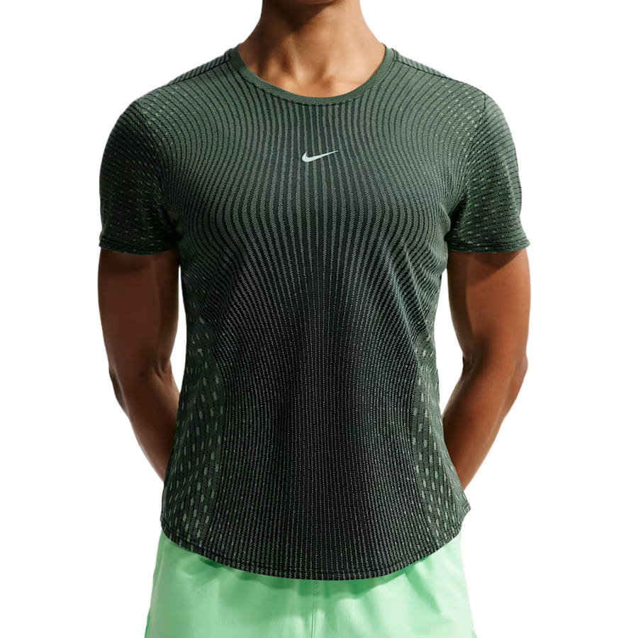 Nike Nike Running T Shirts Women's Black/Light Green Spark Crew Neck Moderate