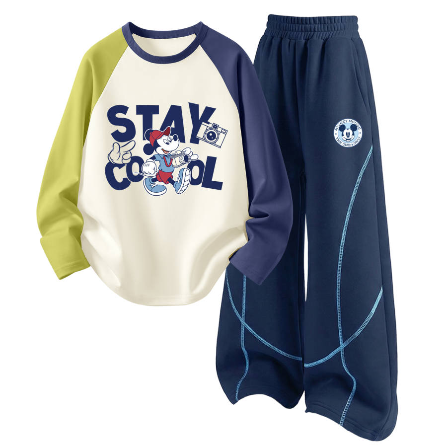 Disney Kids Casual Sportswear Crew Neck Thin Stretch Breathable