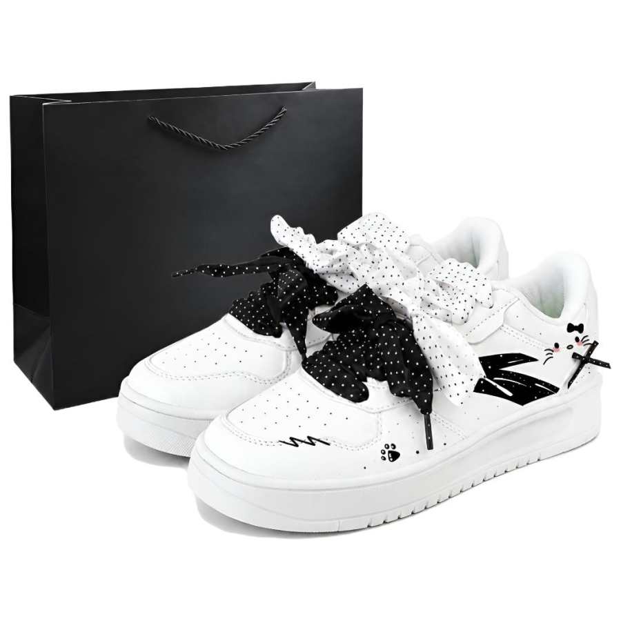 ANTA Easy Skateboard Shoes Women's Low Top White/Black/Pink