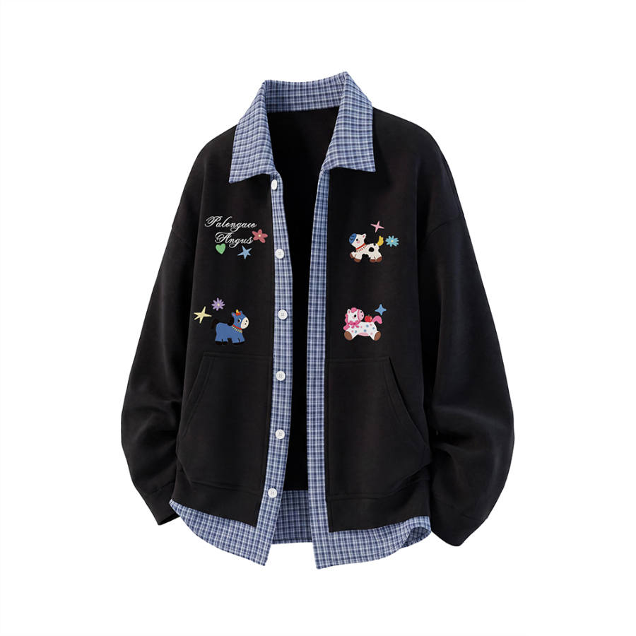 PAL ONGACO Sweatshirts Unisex Lapel Moderate Straight Fit