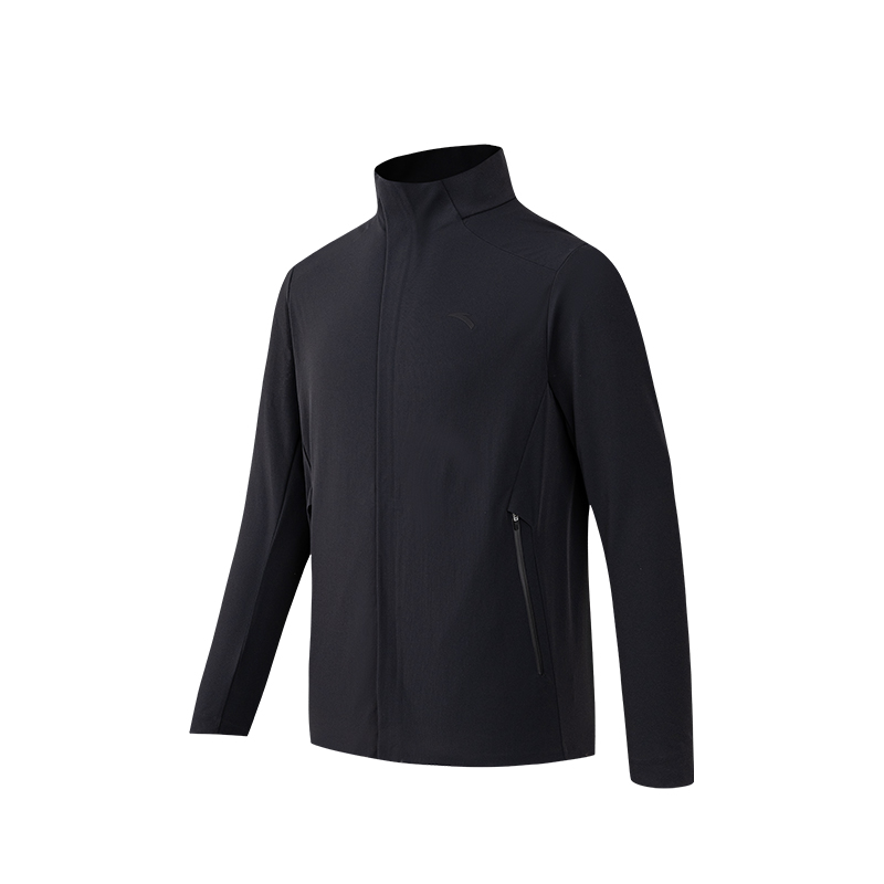 ANTA Variety Training Collection Jackets Men's Black Stand Collar Moderate Straight Fit