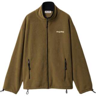 MIU MIU Velvet Jackets Women's Forest Green Stand Collar Thickened Other