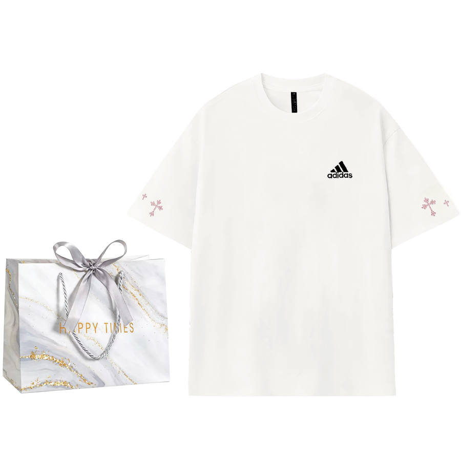 Adidas Adidas MUST HAVES T Shirts Unisex Ecru Pink Diamond Random Shopping Bag Crew Neck Moderate